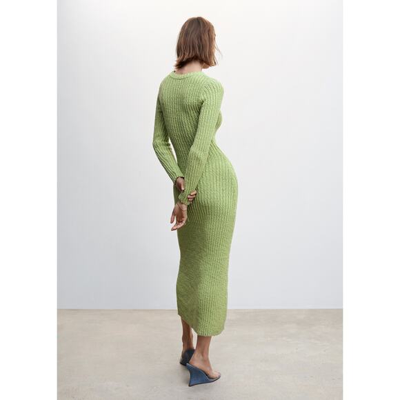 NWT Mango Green Ribbed Long Dress Size 1XL / 14 - Picture 4 of 14